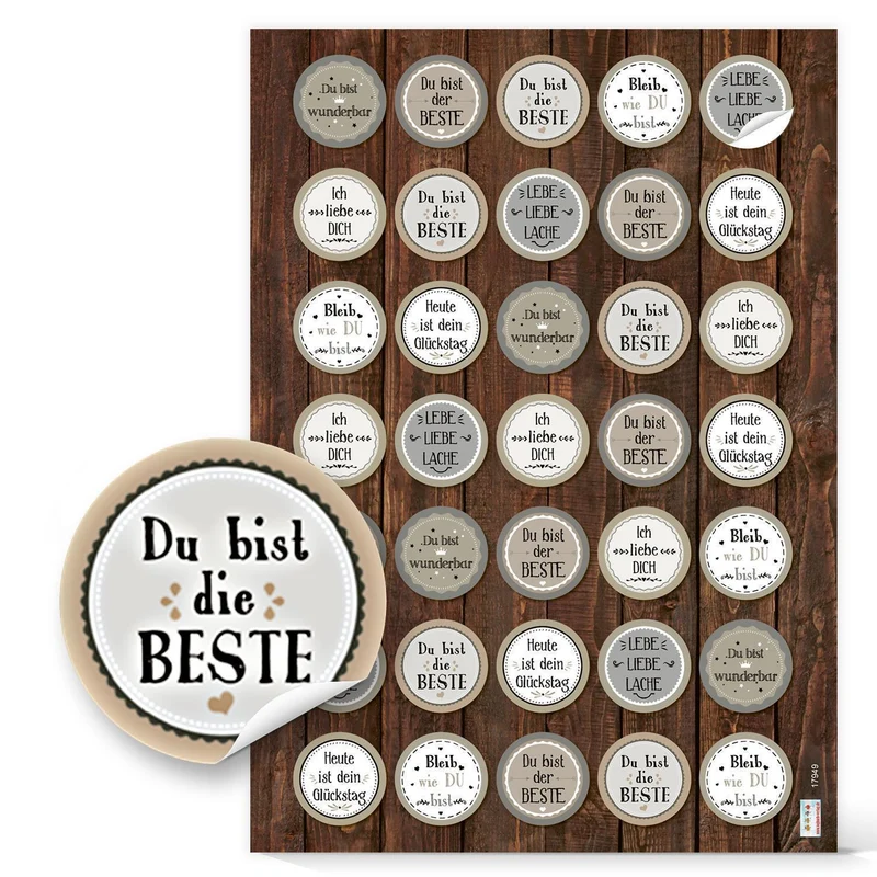 Logbuch-Verlag 140 Motivationsaufkleber beige grau Sprüche Aufkleber Motivation Mut Glück - Sticker zum Basteln Verzieren Dekorieren v. Geschenken Karten Verpackungen