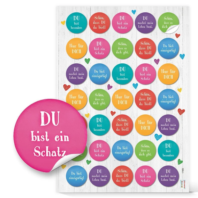 Logbuch-Verlag 140 bunte Aufkleber Sprüche Motivation Glück Liebe - zum Basteln Scrapbooking Verzieren von Geschenken Geschenkverpackung Geburtstag Kinder