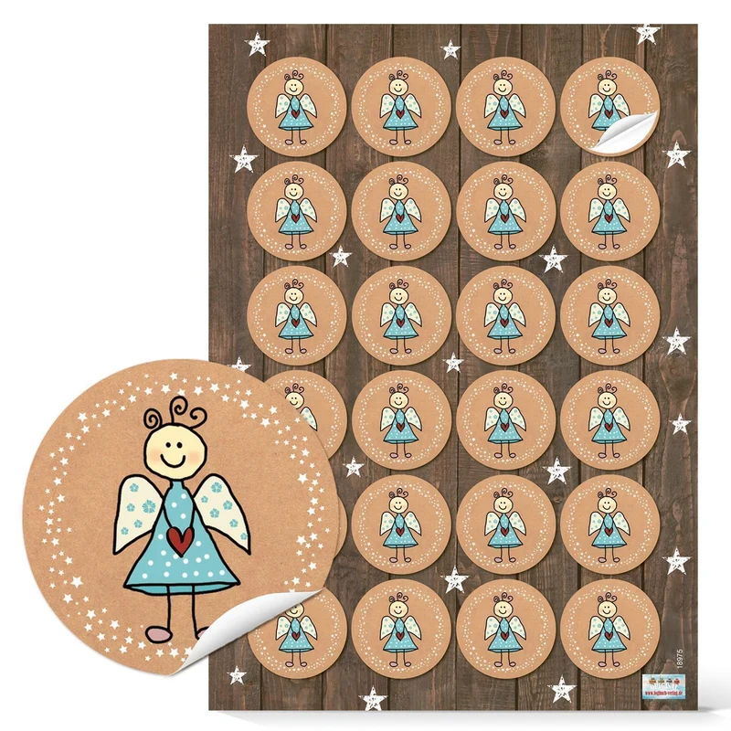 Logbuch-Verlag 24 runde Schutzengel Engel Aufkleber Sticker für Kinder und Erwachsene Weihnachten Deko Weihnachtsetikett Verpackung Geschenk 4 cm