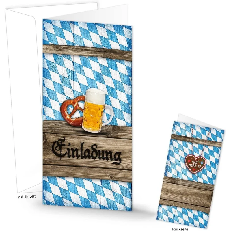 Bayerische Einladungskarten im rustikalen Stil mit Umschlag
