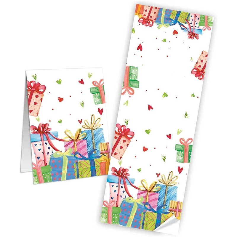 Logbuch-Verlag 10 Geschenkaufkleber bunt 7,2 x 21 cm längliche Aufkleber Banderolen Sticker Etiketten f. Geschenke Geburtstag Verpackung Geschenkverpackung