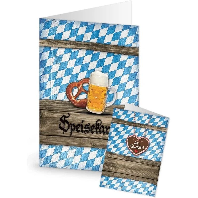 Bayerische Menükarten blau-weiß als DIN A5 Klappkarten
