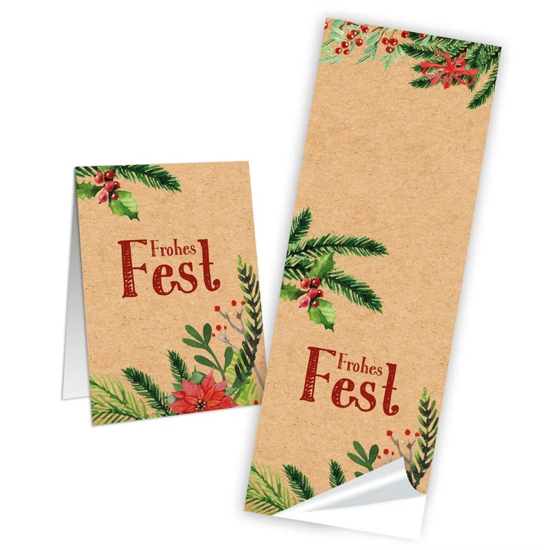 10 Weihnachten Aufkleber FROHES FEST grün rot Weihnachtsaufkleber Geschenkaufkleber Verpackung 5 x 14,8 cm weihnachtlich Geschenke Namensaufkleber Sticker Banderole