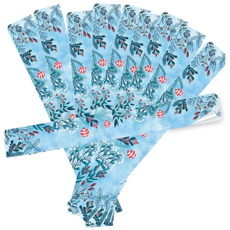 Logbuch-Verlag 10 große XXL Weihnachtsaufkleber 5 x 42 cm blau türkis als Verzierung für Weihnachtsverpackungen - lange Aufkleber zum Beschriften
