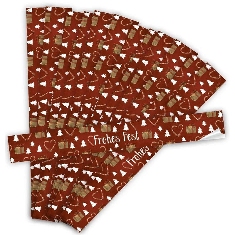 Logbuch-Verlag 10 große Weihnachtsaufkleber FROHES FEST rot weiß 5 x 42 cm - weihnachtlicher Aufkleber Geschenkschachteln - Banderole für Maxibriefe