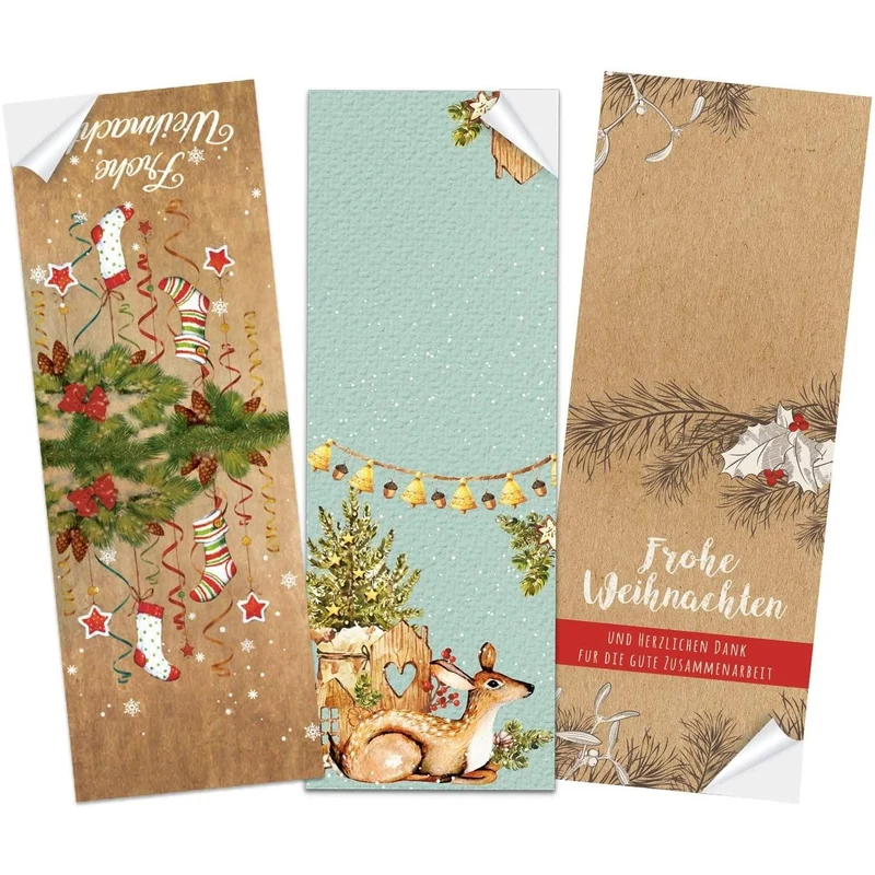 Logbuch-Verlag Banderolen Set zu Weihnachten - 30 Weihnachtsaufkleber braun rot mintgrün - Weihnachtsdeko Sticker Aufkleberset