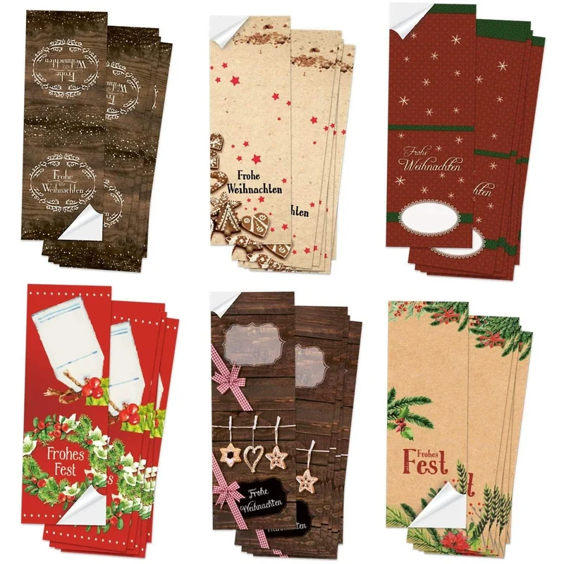 Logbuch-Verlag Aufkleber Set zu Weihnachten - 6 x 10 Weihnachtsaufkleber FROHE WEIHNACHTEN - Geschenkaufkleber zum Beschriften