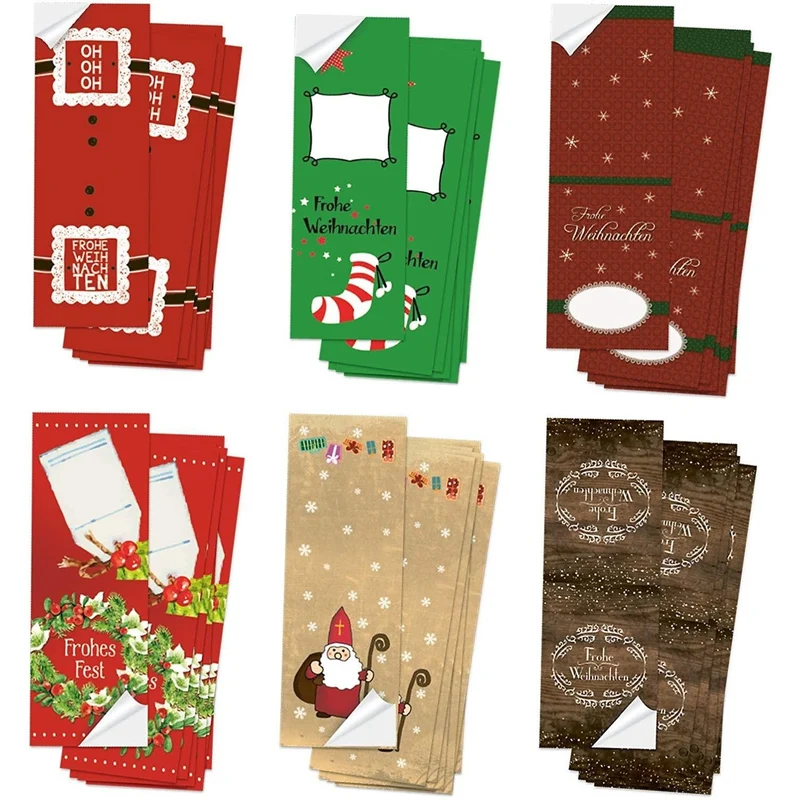 Logbuch-Verlag großes Weihnachtsaufkleber Set - 6 x 10 bunte Sticker 5 x 14,8 cm - weihnachtliche Geschenkaufkleber zum Beschriften rot grün gold braun