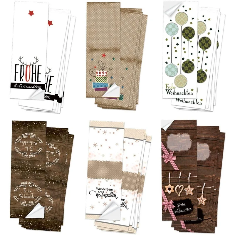 Logbuch-Verlag Weihnachtssticker SET - 60 Weihnachtsetiketten braun weiß beige 5 x 14,8 cm - Aufkleber für Weihnachtspäckchen & Weihnachtspost