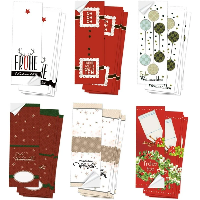 Logbuch-Verlag Weihnachtsetiketten SET - 6 x 10 Weihnachtsdeko Aufkleber 5 x 14,8 cm FROHE WEIHNACHTEN rot weiß - Geschenkaufkleber weihnachtlich