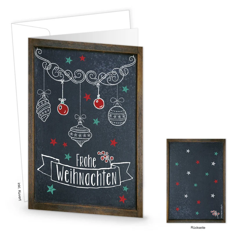 Weihnachtskarten mit Umschlag Set DIN A6 Frohe Weihnachten