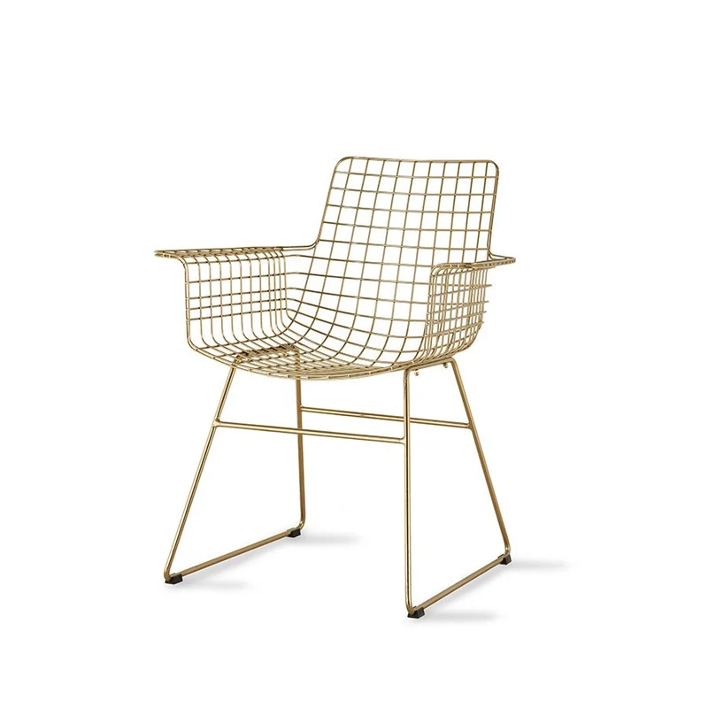 Stuhl Metall Wire mit Armlehnen Messing - HKliving