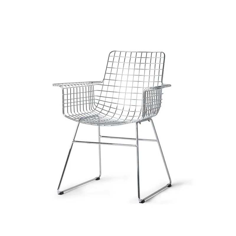 Stuhl Metall Wire mit Armlehnen chrom - HKliving