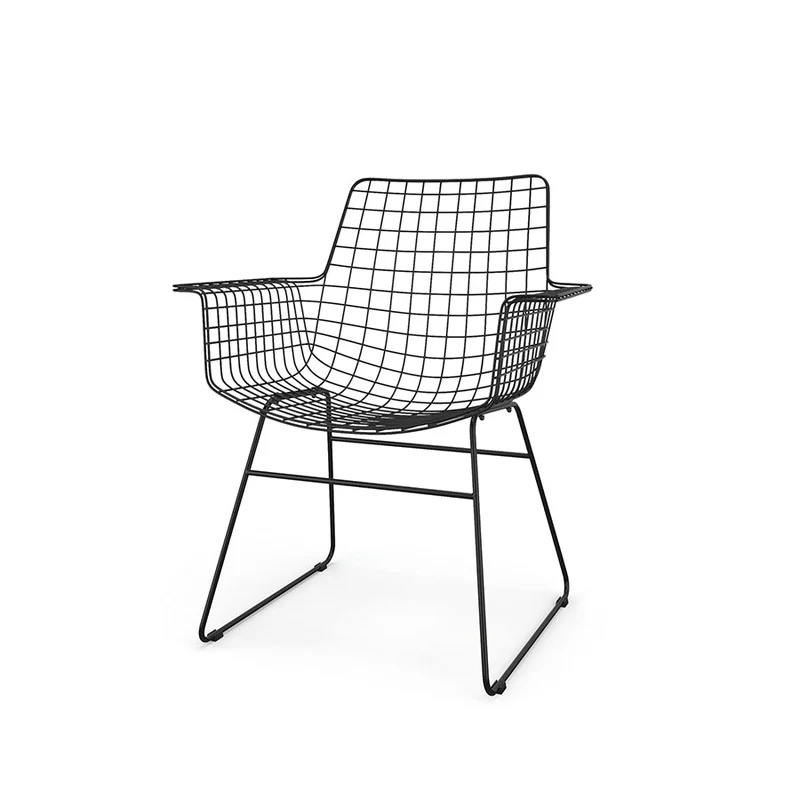 Stuhl Metall Wire mit Armlehnen schwarz - HKliving