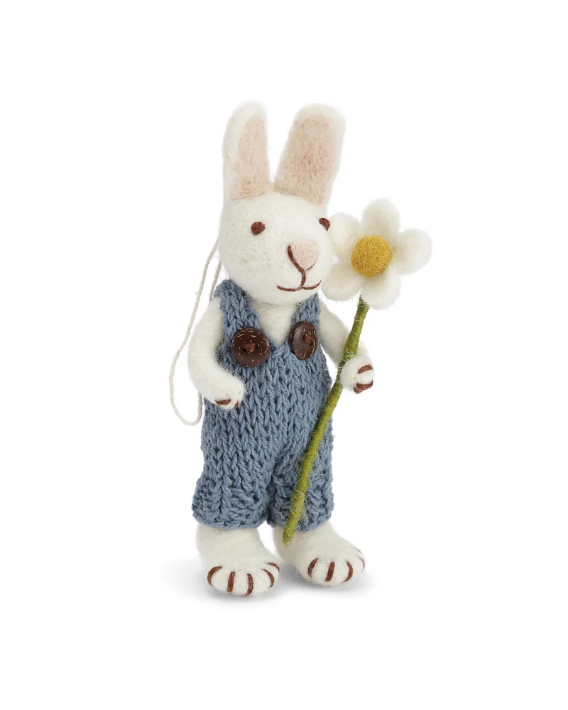 Hasen mit Blumen Filzanhänger von Gry & Sif