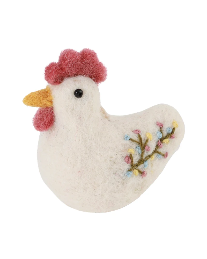 Besticktes Huhn Filzanhänger von Gry & Sif