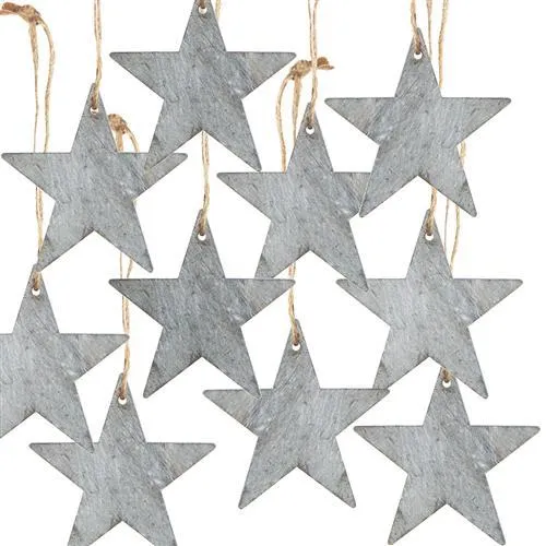 10 Holzsterne grau 10 cm Weihnachtsdekoration