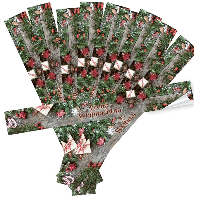 Logbuch-Verlag 25 XXL Weihnachtsaufkleber FROHE WEIHNACHTEN - braun rot grün - lange Aufkleber für Versandschachteln Kartons Maxibriefe