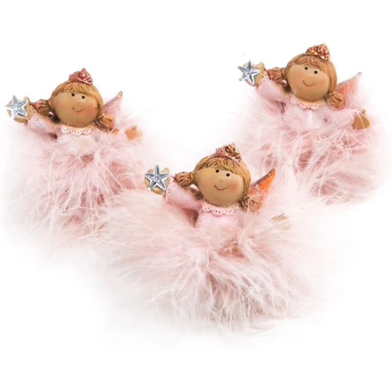 3 kleine Engelfiguren rosa mit Tutu - 7 cm pink - als kleines Geschenk Give-Away