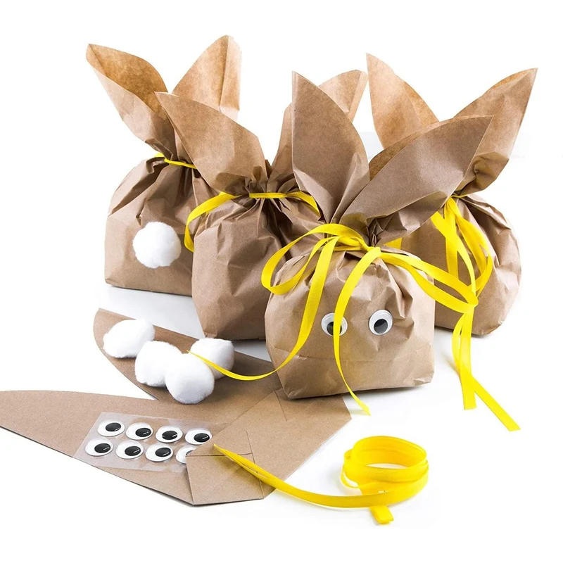 Logbuch-Verlag 10 Osterhasen Tüten gelb natur - Geschenkverpackung Ostern Ostergeschenk als Alternative zum Osternest Hasentüten für Kinder