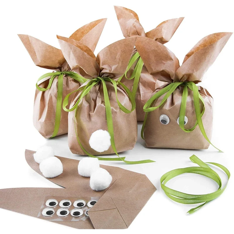 Logbuch-Verlag 10 Hasentüten aus Kraftpapier natur grün - Osternest Geschenktüten als Verpackung Ostergeschenk für Kinder Kollegen Kunden - DIY Ostertüte
