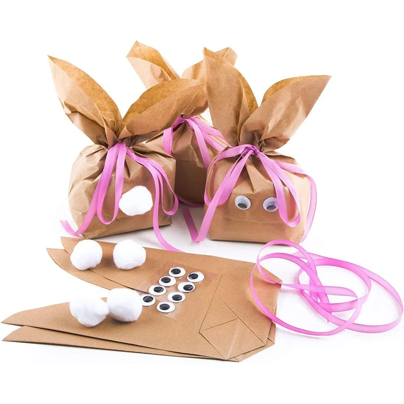 Logbuch-Verlag 10 Ostertüten Osterhasen Tüten in natur braun rosa - Geschenkverpackung Ostern Ostergeschenk - Alternative zum Osternest für Kinder