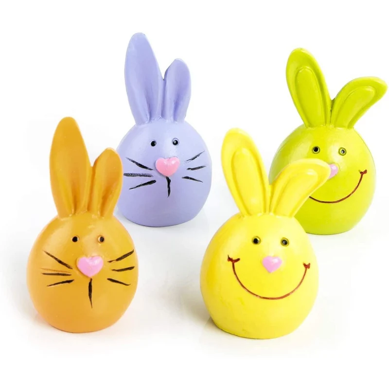 4 kleine Osterhasen aus Kunststoff - 7 cm - in blau grün orange gelb - zum Hinstellen