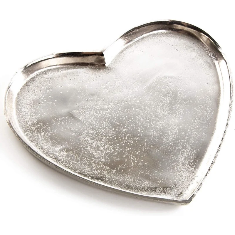 Herz Tablett aus Metall silberfarben - 27 x 26 cm