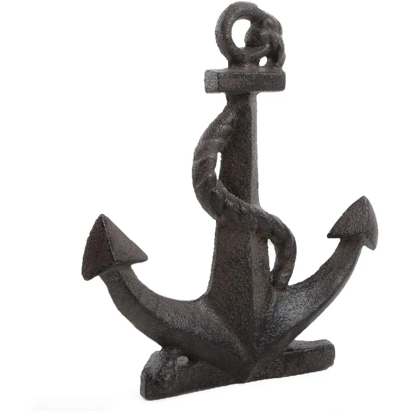 Dunkelbrauner Anker aus Gusseisen -18 x 21 cm - maritime Deko zum Hinstellen