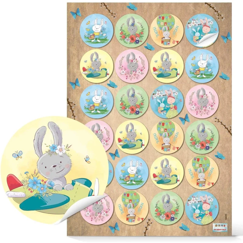 Logbuch-Verlag 24 Osterhasen Aufkleber bunt pastell - Osteraufkleber für Kinder - Verzierung Osternest & Ostergeschenke