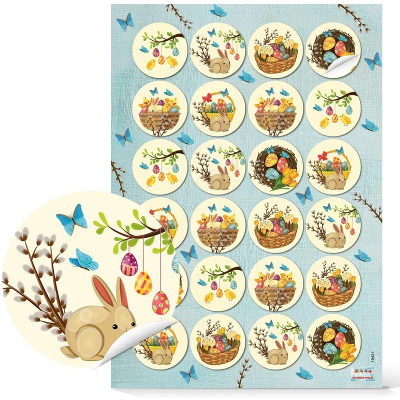 Logbuch-Verlag 48 bunte Frühlingsaufkleber Hase Küken Ostereier - Osteraufkleber für Kinder - Deko Ostern Frühling
