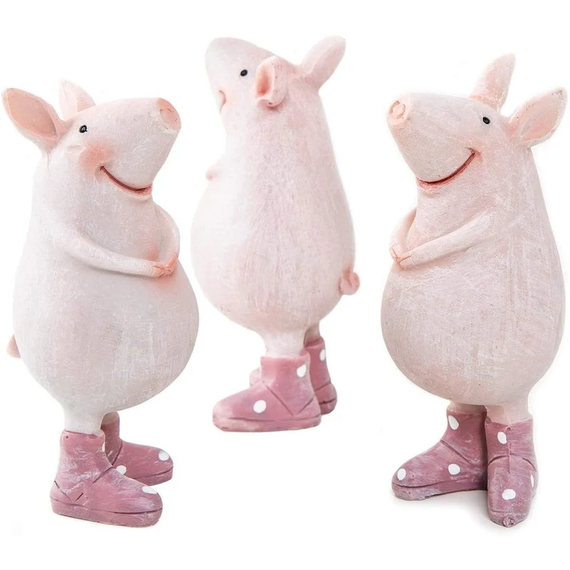 3 Glücksschwein Figuren zum Hinstellen - 9 cm rosa - als Tischdeko Give-Away