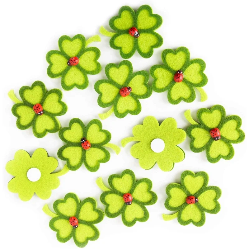 12 kleine Kleeblätter mit Klebepunkt - 5 cm grün - Glücksbringer zum Kleben Streuen