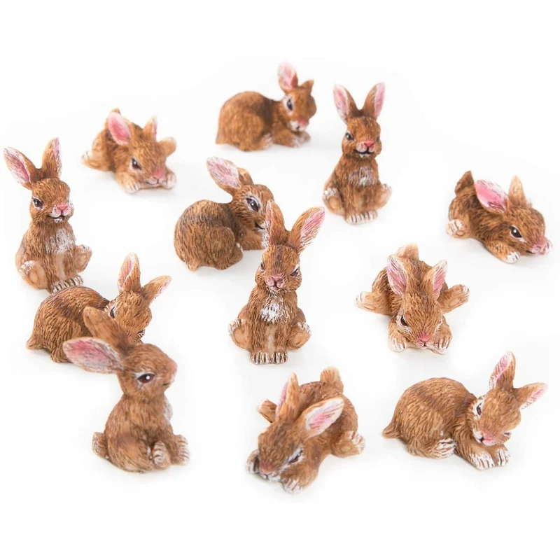 12 kleine Osterhasen - braun 4 cm - als Osterdeko Tischdeko Dekoration