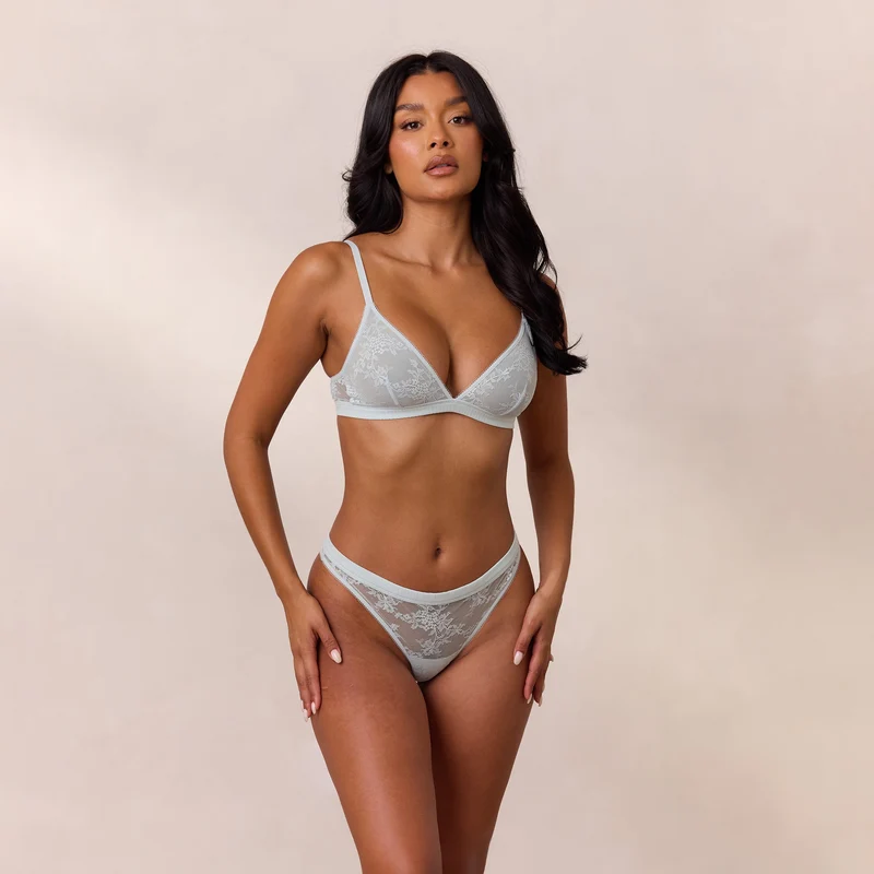 Lace Triangle Bralette - Blau