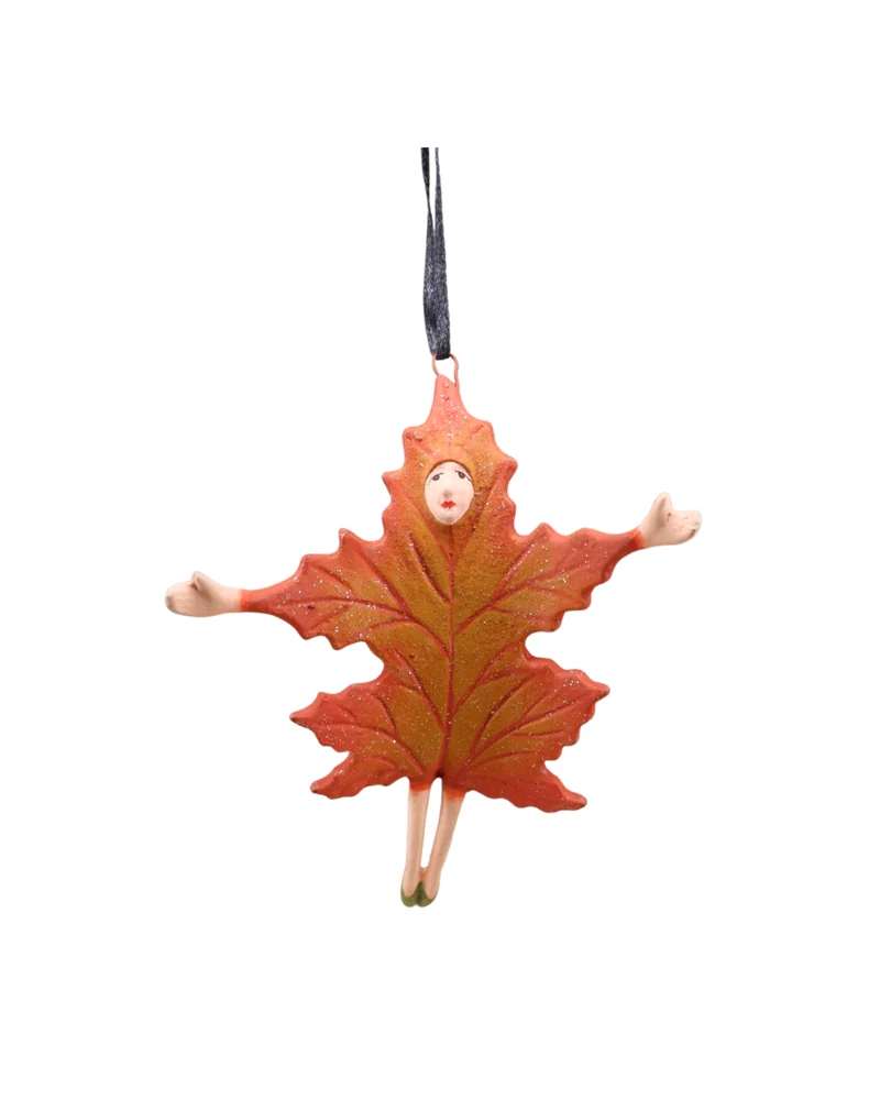 Herbstblatt Krinkle "Mini Orange Falling Leaf" von Patience Brewster