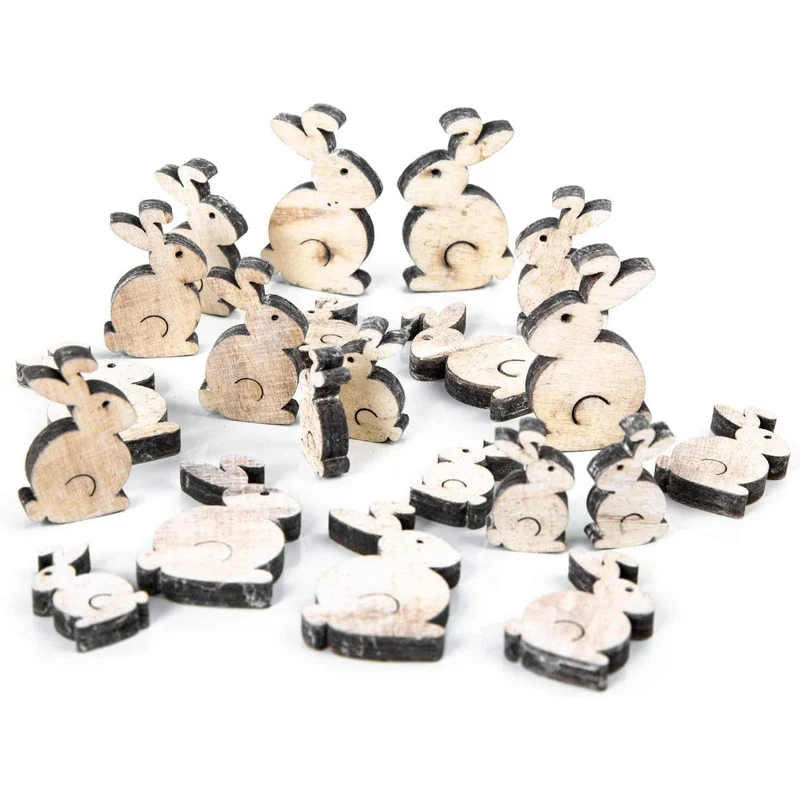 21 Mini Osterhasen Streuteile 3-5 cm braun Natur - Tischdeko Ostern
