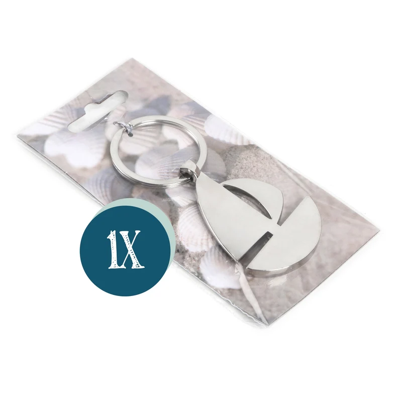 1 kleines Schlüsselanhänger Segelboot aus Metall 5,5 cm - Mini Gastgeschenk Give-Away