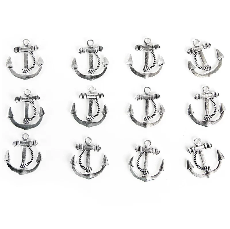 Kleine maritime Minianker in silber aus Metall mit Öse zum Aufhängen - 12 Stück in 2,5 cm