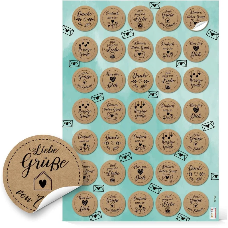Logbuch-Verlag 140 kleine Geschenkaufkleber ? 3,2 cm Danke - für dich - Grüße - Aufkleber in Kraftpapieroptik braun schwarz für Geschenke