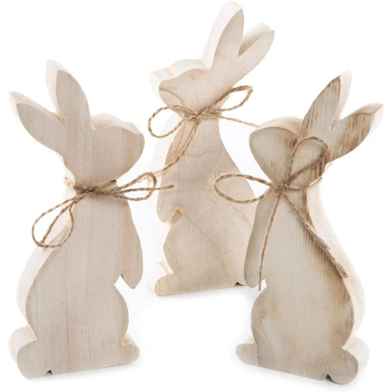 Osterhasen aus Holz, natur hellbraun, 18 cm – Holzdeko Ostern als kleines Ostergeschenk
