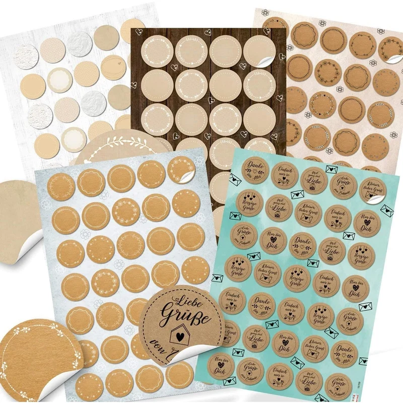 Großes Aufkleber Set mit 129 Blankoaufklebern zum Beschriften + 35 Sprücheaufklebern