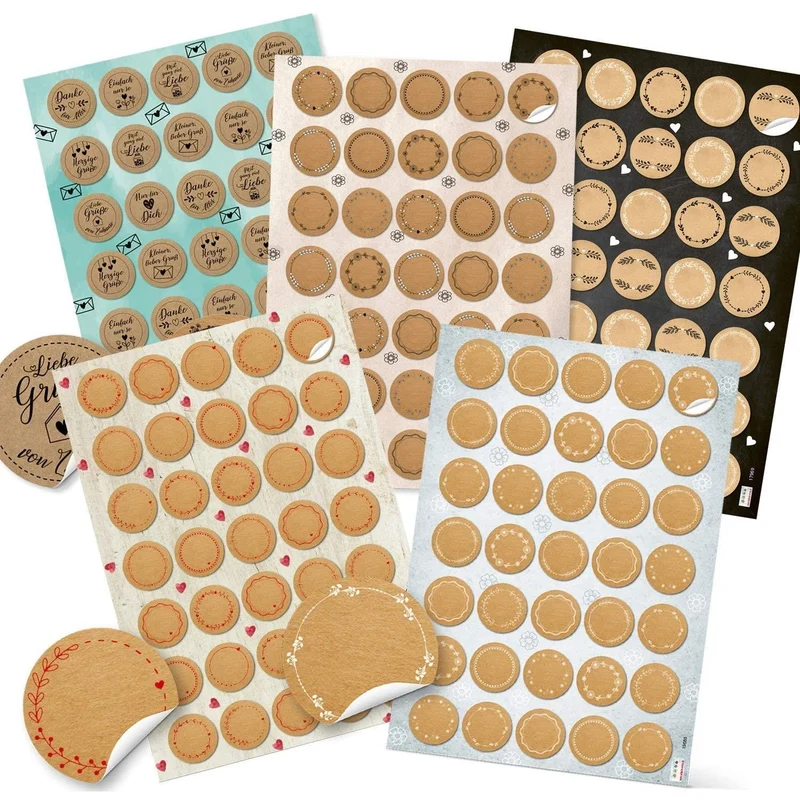 5 x 35 Geschenkaufkleber rund - 3,2 cm selbstklebend - Blankoaufkleber zum Beschriften