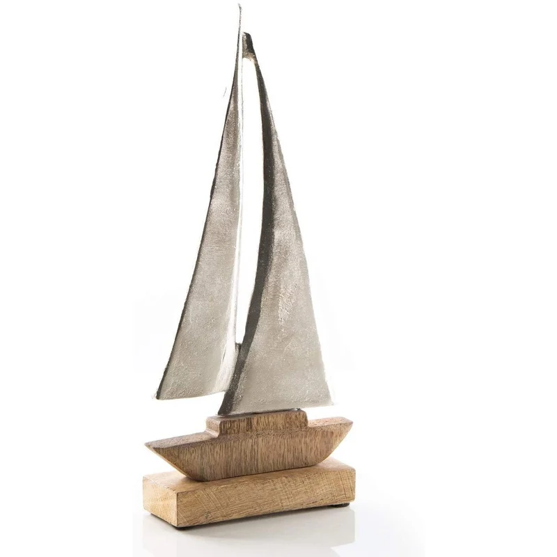 Großes Deko Schiff zum Hinstellen 30 cm aus Holz + Metall