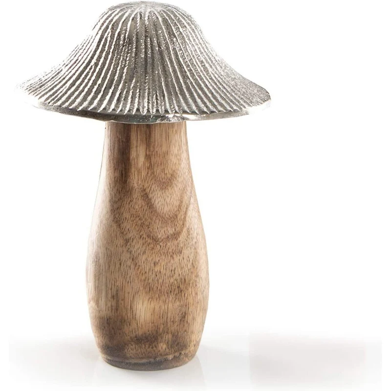 Dekofigur Pilz Silber braun 16 cm - Herbst Deko zum Hinstellen