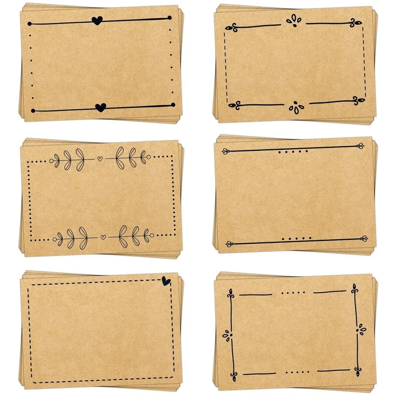 Aufkleber Set - 60 Etiketten zum Beschriften in Kraftpapier-Optik braun schwarz