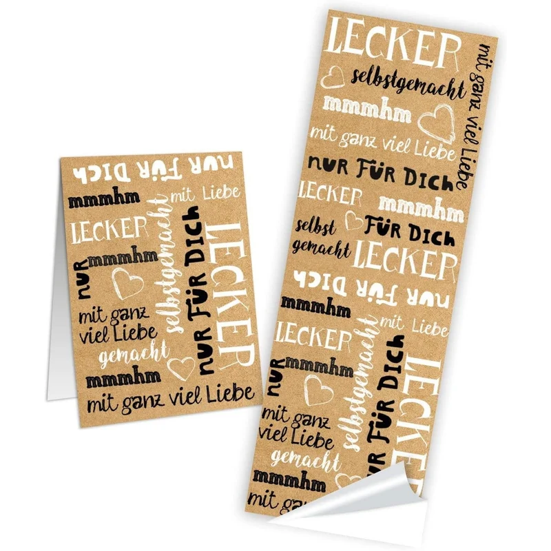 Logbuch-Verlag 25 lange SELBSTGEMACHT Aufkleber - braun weiß mit Text Kraftpapier-Optik - Sticker für DIY Geschenke aus der Küche 5 x 14,8 cm