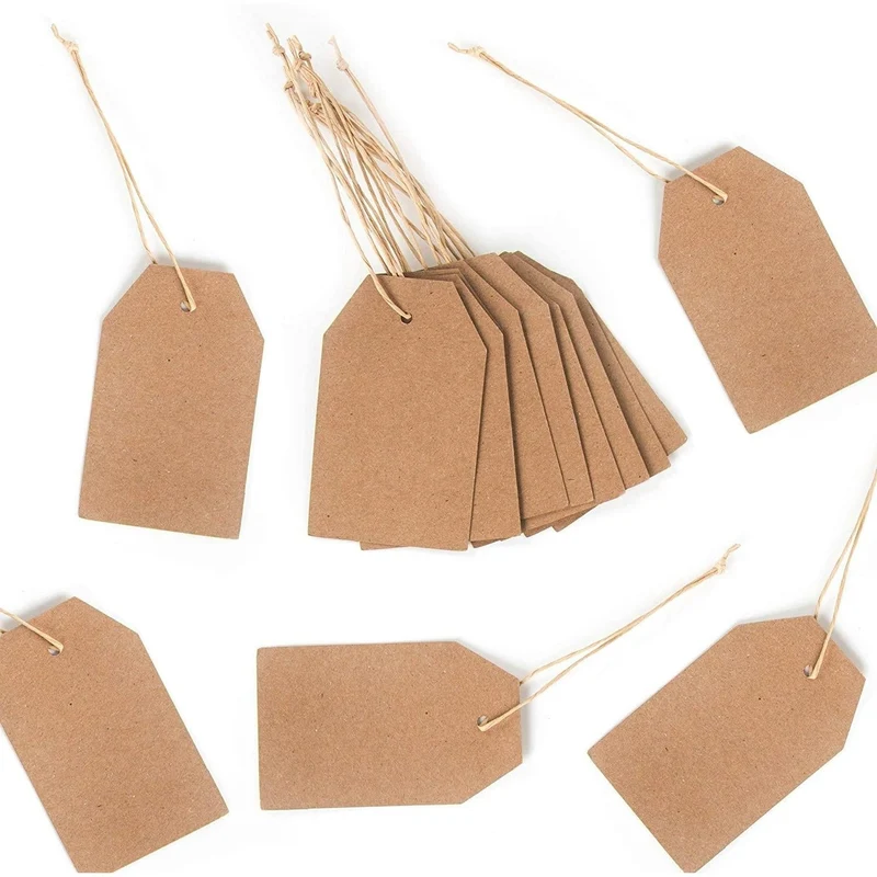 24 Papieranhänger natur aus Kraftpapier - 9 x 5,5 cm