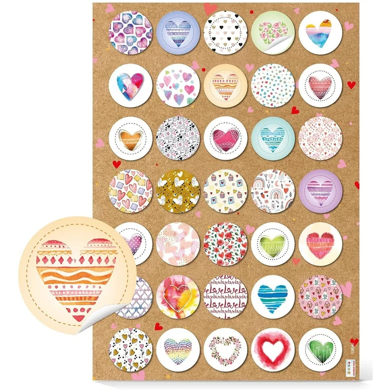 Logbuch-Verlag 140 kleine Sticker mit Herzen - Herzaufkleber selbstklebend 3,2 cm bunt - Deko Basteln mit Kindern - Geschenkverpackung verzieren
