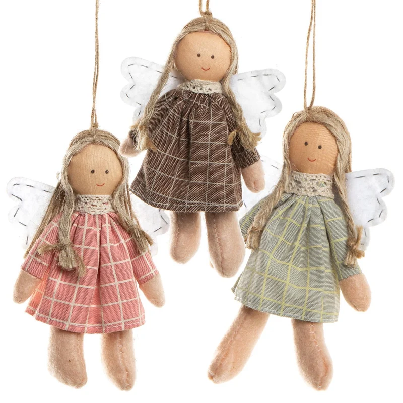 3 Schutzengel Engel Anhänger aus Stoff - Stoffengel Weihnachtsanhänger Glücksbringer